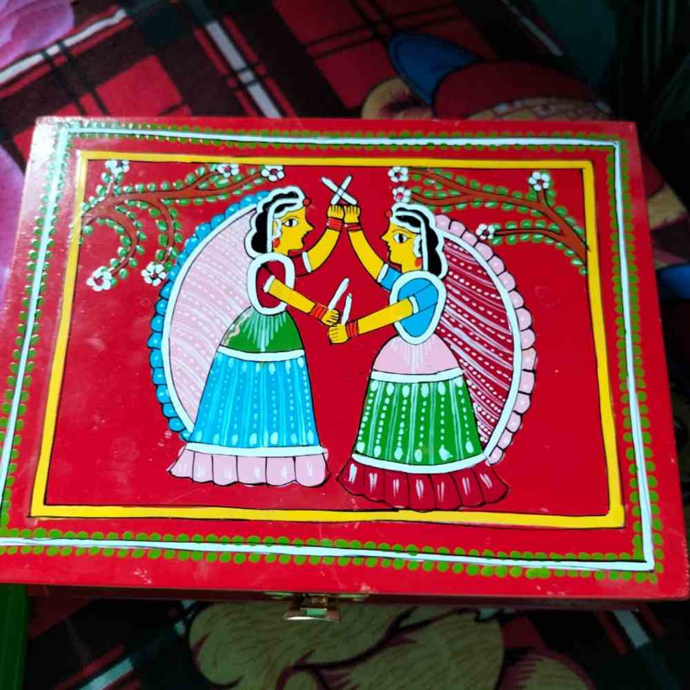 Tussar Saree with Madhubani Bride, Doli, and Kaahar Painting